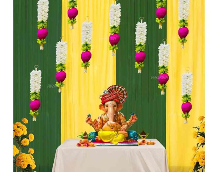 Low Budget Background Flower Decoration for Pooja At Home (10)