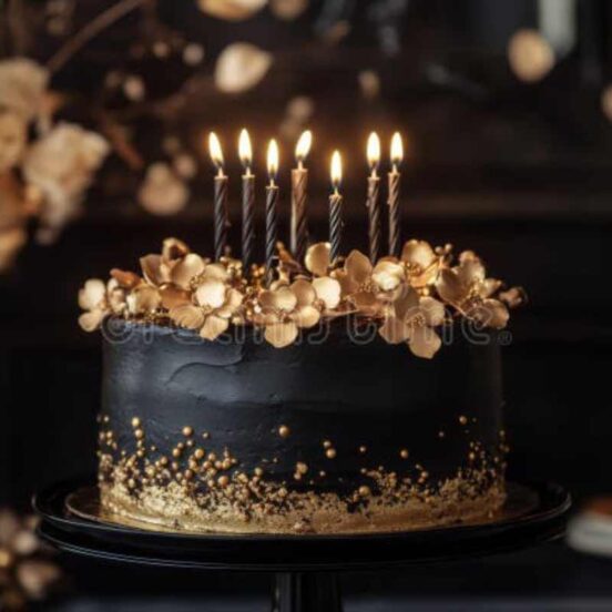 Simple Black And Gold Birthday Cake