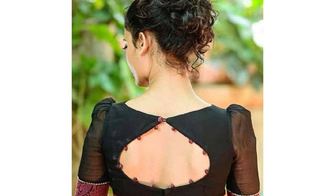 Trendy Back Boat Neck Blouse Designs (18)