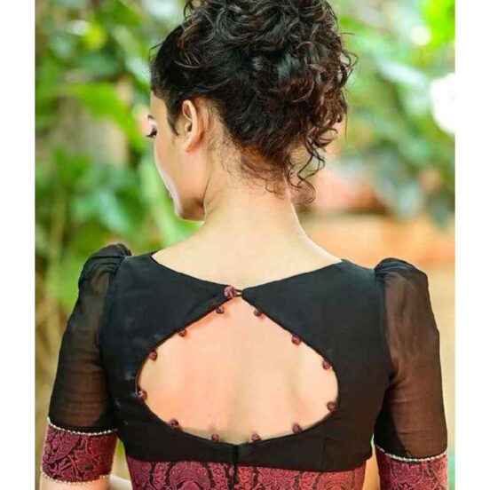 Trendy Back Boat Neck Blouse Designs (18)