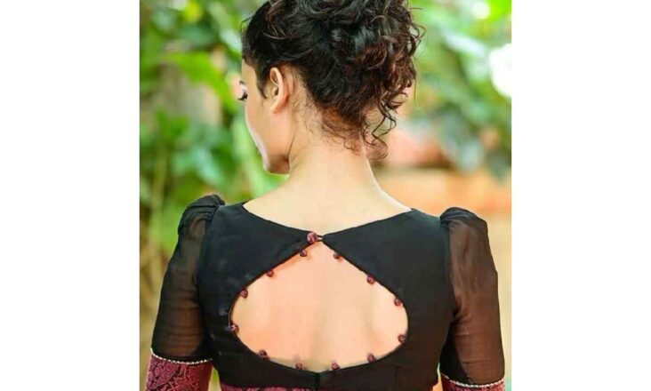 Trendy Back Boat Neck Blouse Designs (18)