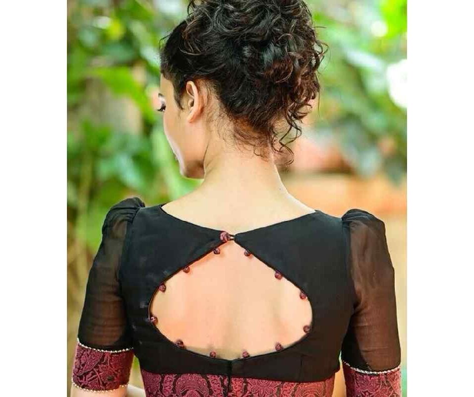 Trendy Back Boat Neck Blouse Designs (18)