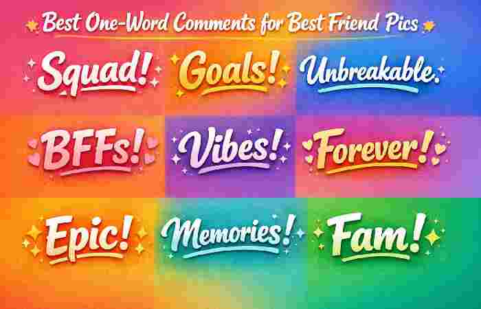 best one-word comments for best friend pics