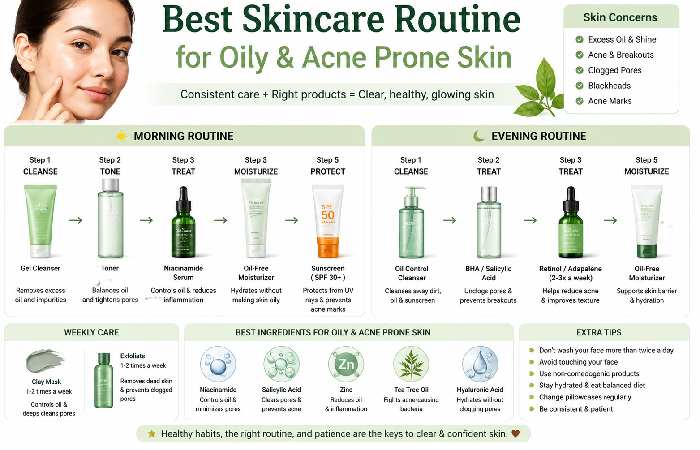 Best Skincare Routine for Oily & Acne Prone skin