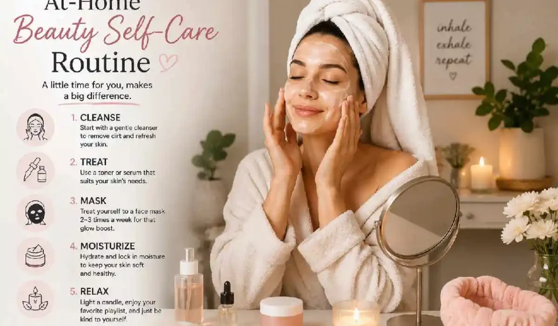 at-home beauty self-care routine