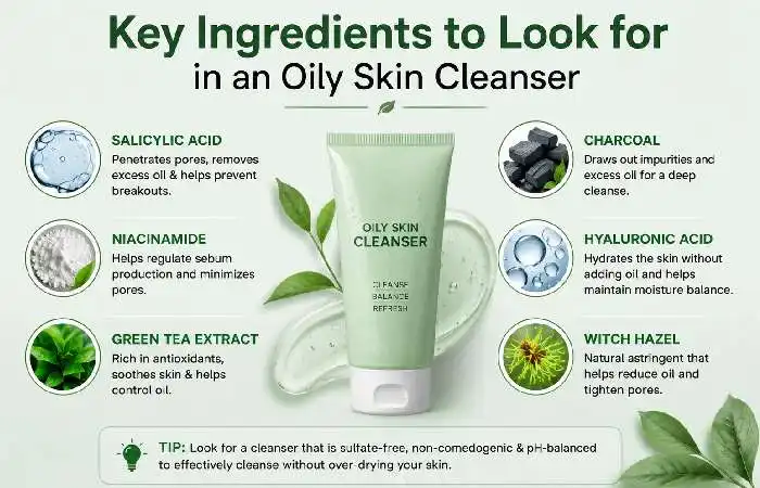 key ingredients to look for in an oily skin cleanser