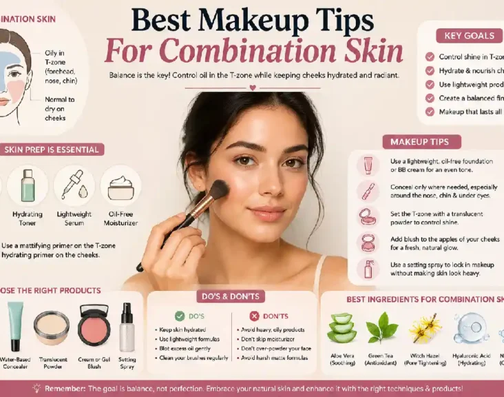 best makeup tips for combination skin