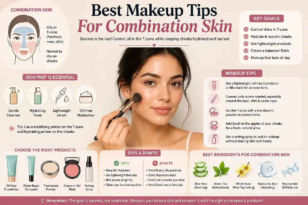 best makeup tips for combination skin