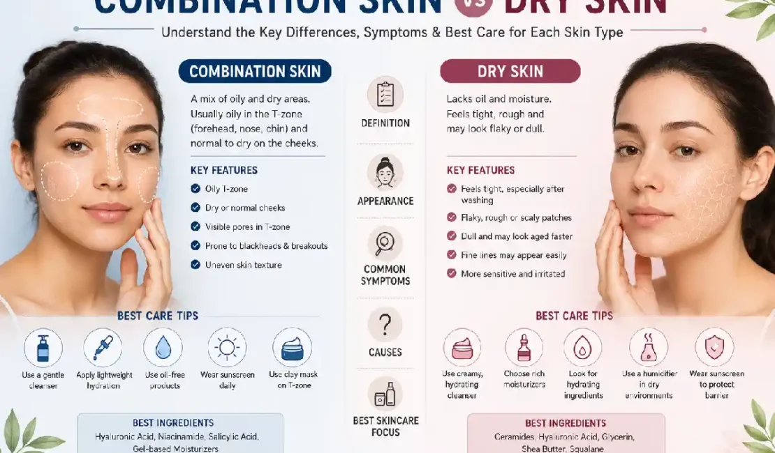 combination skin vs dry skin