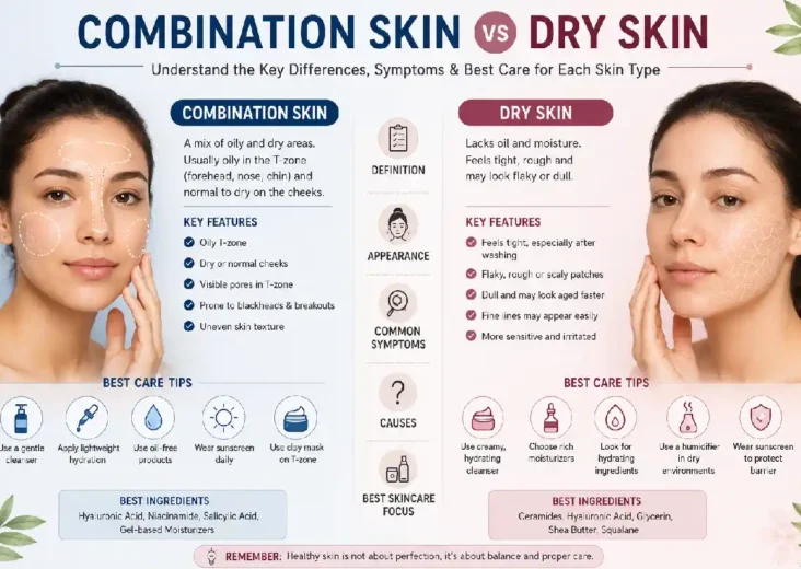 combination skin vs dry skin