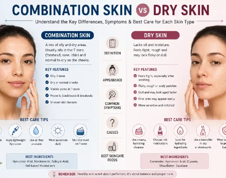 combination skin vs dry skin