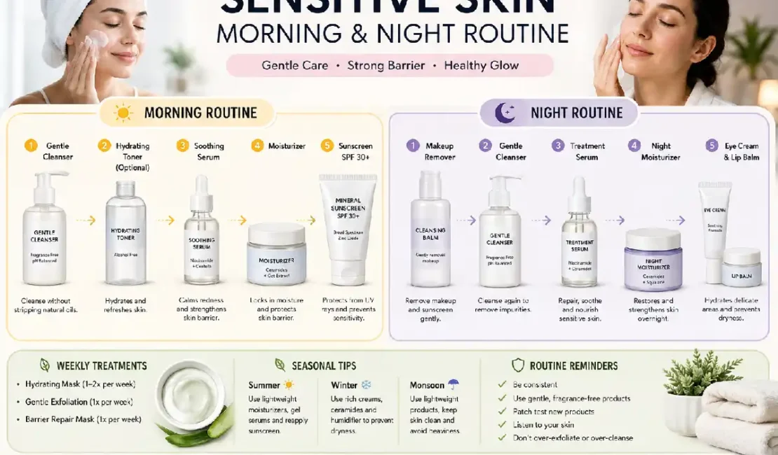 sensitive skin morning and night routine