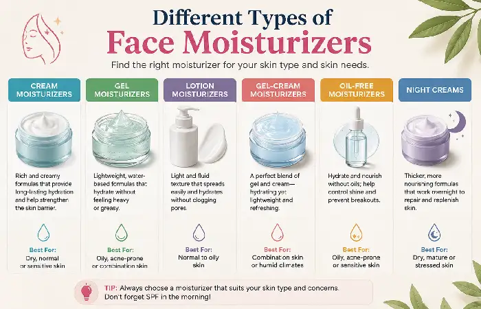 different types of face moisturizers