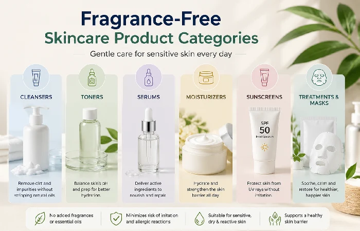 fragrance-free skincare product categories