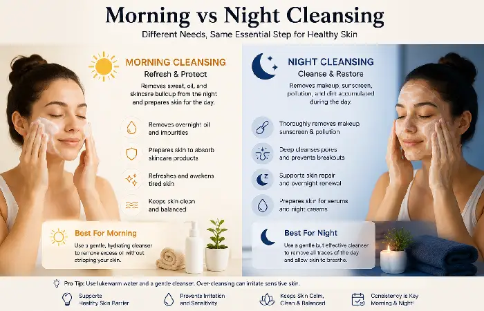 morning vs night cleansing