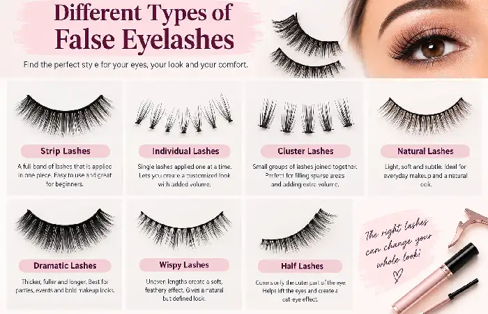 different types of false eyelashes