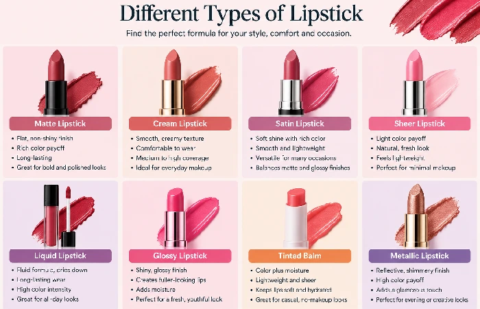 different types of lipstick