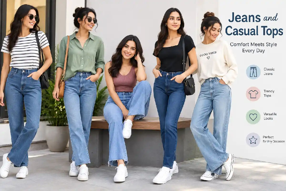 jeans and casual tops