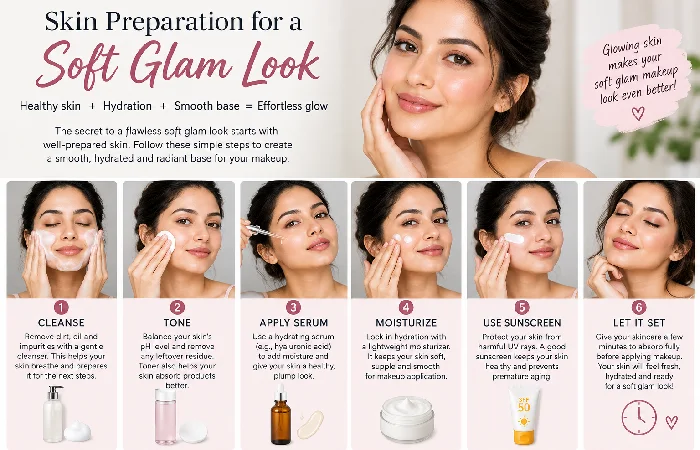 skin preparation for a soft glam look