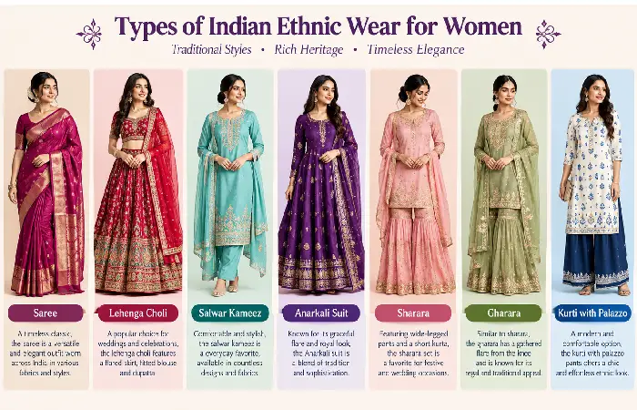 types of indian ethnic wear for women