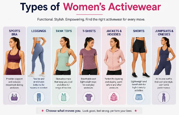 types of women's activewear