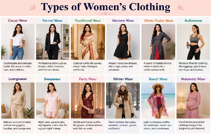 types of women's clothing